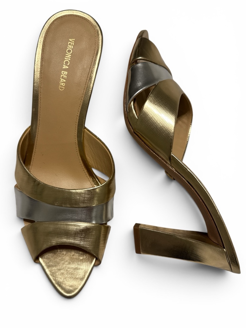 Vero Cuoio Metallic Gold and Silver Slide Mules